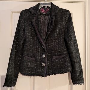 Chic Black Tweed Women's Blazer